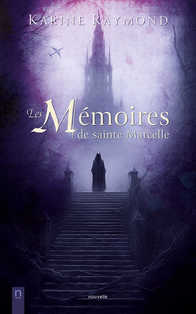 Les Mémoires de sainte Marcelle, une nouvelle de Karine Raymond — Plongez dans un univers captivant, à mi-chemin entre le thriller gothique et le récit mystique. Cette nouvelle vous entraîne dans un couvent du XVIIe siècle où une jeune femme, sous l’emprise d’un fanatisme religieux, découvre un pouvoir qui changera sa destinée.
Page de couverture — La silhouette d’une femme portant une cape se tient en haut d’un escalier de pierres. Un clocher s’élève dans le brouillard.
Logo — Éditions Novembre.